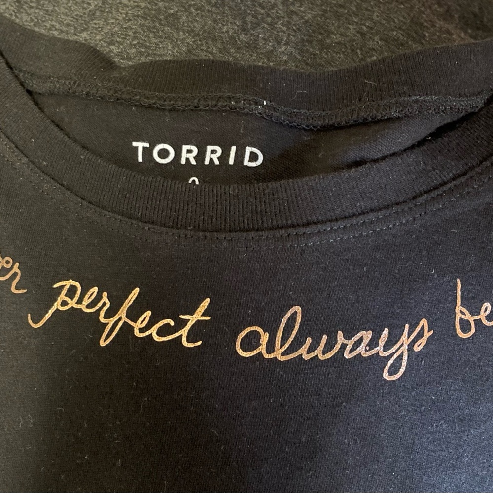 Torrid Black Tee With Gold Script - image 2